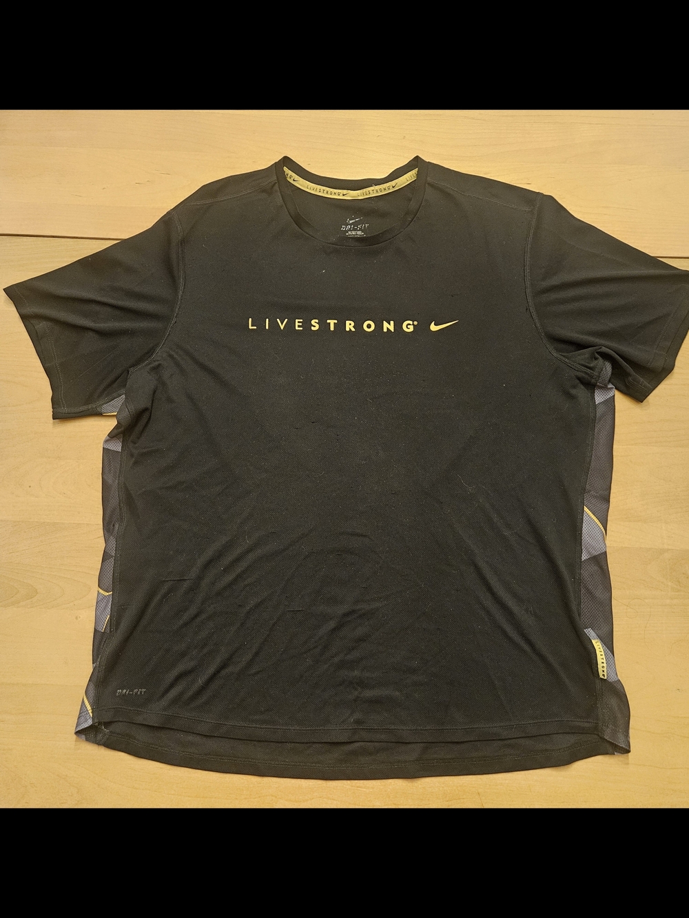 Nike Black Livestrong Short Sleeve Performance Tee with Yellow Logo